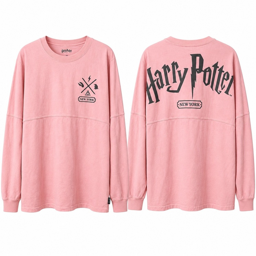 HARRY POTTER Spirit Jersey "New York" Sz XL Pink Grey Wizarding World Shirt GUC